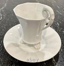 KPM Berlin Demitasse Cup & Saucer White Porcelain With Three Foot Design