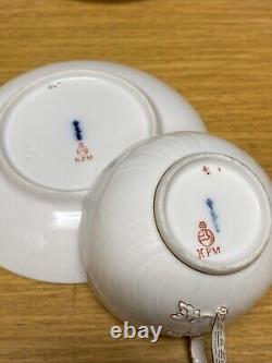 KPM Berlin Germany Porcelain (4 Sets) Cup and Saucer Sets Gold 19th Century