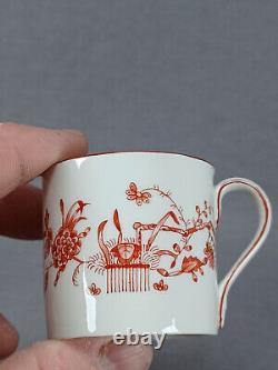 KPM Berlin Hand Painted Red & Gold Indian Flower Demitasse Cup & Saucer C. 1919