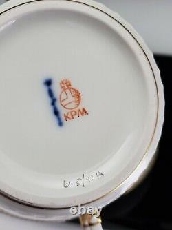 KPM Berlin Porcelain Kurland Decor 41 Handled Cup with Lid Saucer 1st Quality