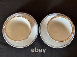 KPM Berlin Porcelain Tea Cup & Saucer (2 Sets) c. 1849-1870