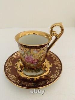 KPM Porcelain Floral Themed Expresso Cup and Saucer Set of 6 from Japan (RARE)