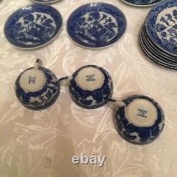 Kids Mini 48 Piece BLUE WILLOW Tea Set Cups Saucers Plates Platters Creamer MORE