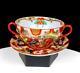 Kutani Japan Porcelain Meiji Era Butterfly Antique 2 Bouillon Cup & Saucer 1900