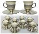 Lenox China Set 8 Demitasse Coffee Porcelain Inserts Sterling Silver Cups Saucer