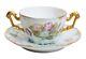 Limoge France T&v Hand Painted Floral Gold Gilt Porcelain Boullion Cup & Saucer