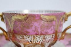 LIMOGES France GDA Pink Gold Gilt Antique Boullion Porcelain Cup & Saucer