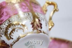 LIMOGES France GDA Pink Gold Gilt Antique Boullion Porcelain Cup & Saucer