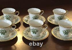 LOT (6) Lenox Fine China HOLIDAY Demitasse Cup & Saucer set Holly Berry & Gold