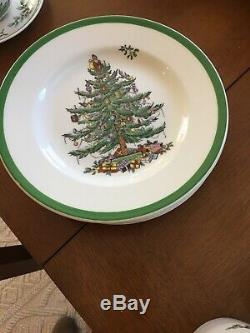 LOT SET SPODE ENGLAND Christmas Tree Dinner Plates Salad Plates Cup Saucer Mugs