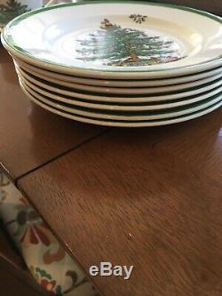 LOT SET SPODE ENGLAND Christmas Tree Dinner Plates Salad Plates Cup Saucer Mugs