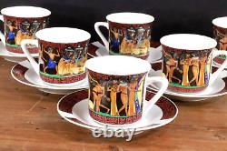 LOT of 6 Demitasse Cup & Saucer SETS F. M. Fathi Mahmoud EGYPT AIR Porcelain MINT