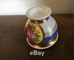Large 19th c. Antique French Empire Old Paris Porcelain Tea Cup Blue Gold Flower