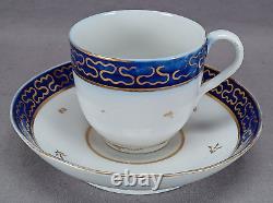 Late 18th Century British Cobalt & Gold Floral Porcelain Coffee Cup & Saucer