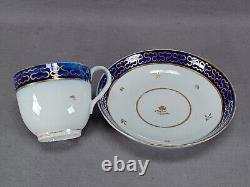 Late 18th Century British Cobalt & Gold Floral Porcelain Coffee Cup & Saucer