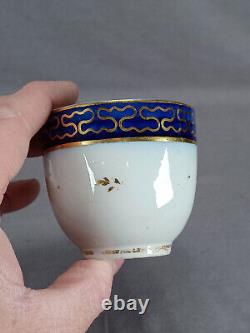 Late 18th Century British Cobalt & Gold Floral Porcelain Coffee Cup & Saucer