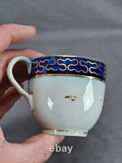 Late 18th Century British Cobalt & Gold Floral Porcelain Coffee Cup & Saucer