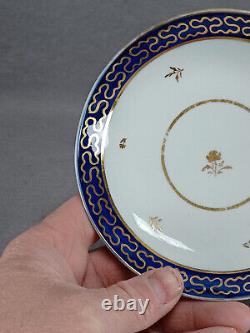 Late 18th Century British Cobalt & Gold Floral Porcelain Coffee Cup & Saucer