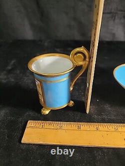 Le Tallec Hand Painted Cup & Saucer Set 4 oz. Paris France 1956 Vintage