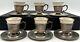 Lenox Demitasse Espresso Porcelain Cups With Sterling Silver Holders & Saucers