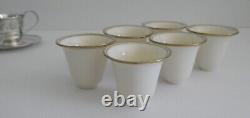 Lenox Excelsior STERLING Silver & Porcelain Demitasse Cups and Saucers 6 SETS