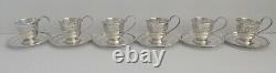 Lenox Excelsior STERLING Silver & Porcelain Demitasse Cups and Saucers 6 SETS