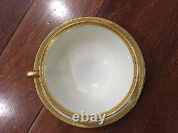 Lenox Porcelain Set of 11 S8 White & Gold Encrusted Cups & Saucers