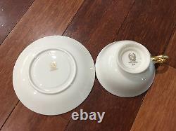 Lenox Porcelain Set of 11 S8 White & Gold Encrusted Cups & Saucers