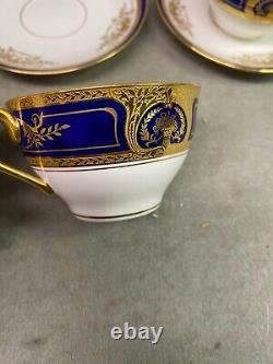 Lenox Tiffany & Co Porcelain Cobalt & Gold Encrusted Cups & Saucers Lot Of 6