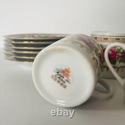 Liling Demitasse Cup & Saucer Set (6). Rare Find. VINTAGE 1970's. Porcelain Rose