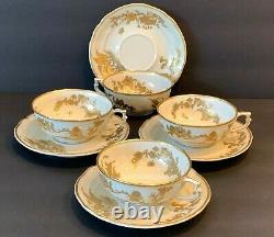 Limoges Bernardaud B&Co Porcelain Asian Oriental Design 4 Cups and Saucers