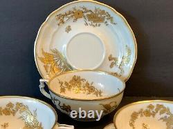 Limoges Bernardaud B&Co Porcelain Asian Oriental Design 4 Cups and Saucers