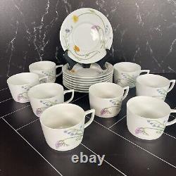 Limoges Denby Langley Summer Song Flat Cup and Saucer Set Porcelain Discontinued