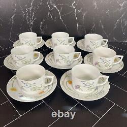 Limoges Denby Langley Summer Song Flat Cup and Saucer Set Porcelain Discontinued