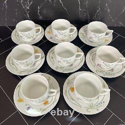 Limoges Denby Langley Summer Song Flat Cup and Saucer Set Porcelain Discontinued