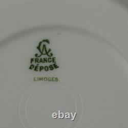Limoges Depose France Charles Ahrenfeldt Pink Roses Set of 4 Tea Cups & Saucers