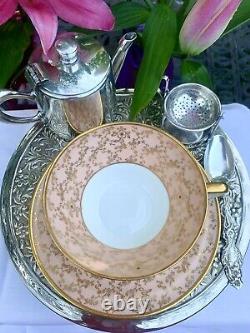 Limoges Paris France Antique Porcelain Cup/saucer Pink Peach Gold Gilt Exquisite