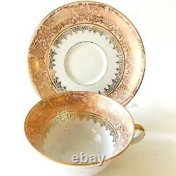 Limoges Paris France Antique Porcelain Cup/saucer Pink Peach Gold Gilt Filigree