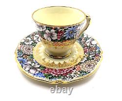 Limoges Tea cup & Saucer Gold Trim Porcelaine D'ART Decor EN Relief Depose