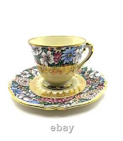 Limoges Tea cup & Saucer Gold Trim Porcelaine D'ART Decor EN Relief Depose