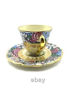 Limoges Tea cup & Saucer Gold Trim Porcelaine D'ART Decor EN Relief Depose