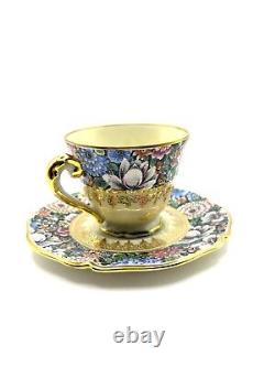 Limoges Tea cup & Saucer Gold Trim Porcelaine D'ART Decor EN Relief Depose