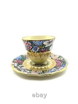 Limoges Tea cup & Saucer Gold Trim Porcelaine D'ART Decor EN Relief Depose