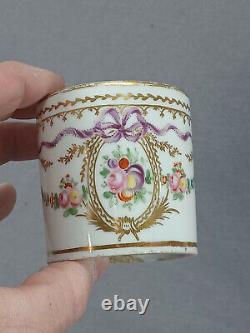 Locre La Courtille Purple Bows Floral & Gold Coffee Cup & Saucer C. 1773-1824 C