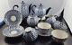 Lomonosov 22k Cobalt Net Russian Tea & Coffee Pots, Sugar/creamer, Cups/saucers