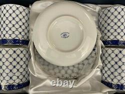Lomonosov Cobalt Net Russian Porcelain Cup and Saucer