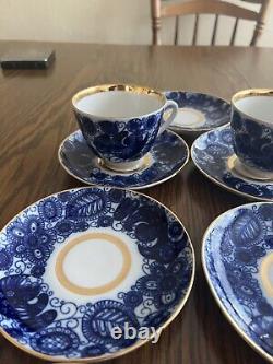 Lomonosov Porcelain 2 Cup / Saucer Set And 5 Saucer Plates