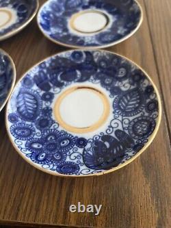 Lomonosov Porcelain 2 Cup / Saucer Set And 5 Saucer Plates