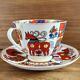 Lomonosov Porcelain Folk Pattern Cup Saucer