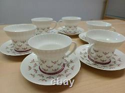 Lomonosov Russian Imperial Porcelain Tea/coffee Cups/saucers Pink Floral Pattern